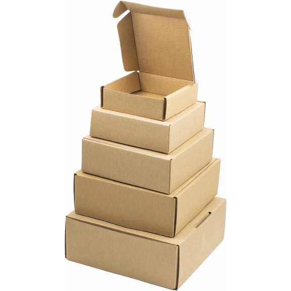 6 PCS Nesting Corrugated Cardboard Boxes Brown Prank Mailing Cartons Boxes for Small Business Packaging, Shipping (3.9-7.9 Inch)