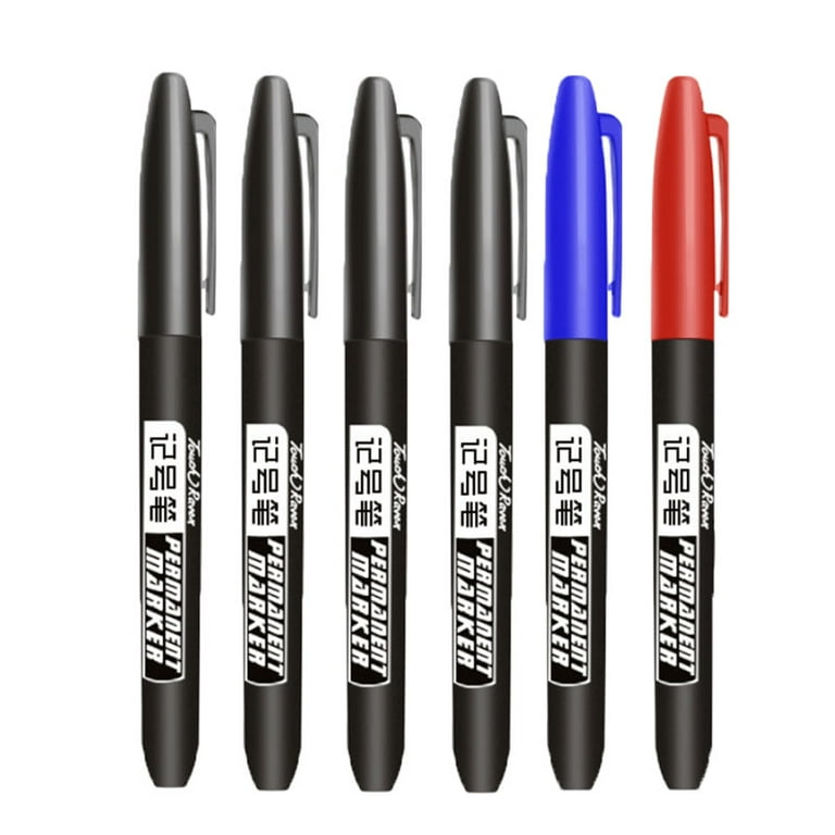 6 PCS Permanent Marker Pen Manga Drawing Markers Black Blue Red