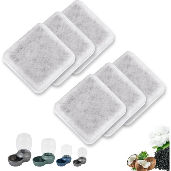 6 PCS Pet Water Fountain Charcoal Replacement Filters Compatible with Petmate Replendish Mason Gravity Waterers, Automatic Water Dispenser for Dog Cat Water Bowl Filters