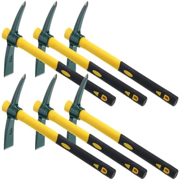 6 PCS Pick Mattock Hoe 15 Inch Heavy Duty 1.5Lbs Forged Garden Pick Axe with Rubber Non-Slip Handle Weeding Mattock Hoe Agriculture Hand Tools for Weeding Cultivating Camping or Prospecting