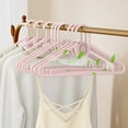 thumbnail image 1 of 6 PCS Plastic Clothes Hangers with Aromatherapy Diffuser, Sawtooth Design Anti Slide, Space Saving Garment Rack for Home Use, 16x8 Inch,Pink, 1 of 6