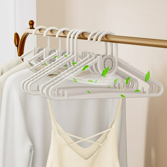 6 PCS Plastic Clothes Hangers with Aromatherapy Diffuser, Sawtooth Design Anti Slide, Space Saving Garment Rack for Home Use, 16x8 Inch,White