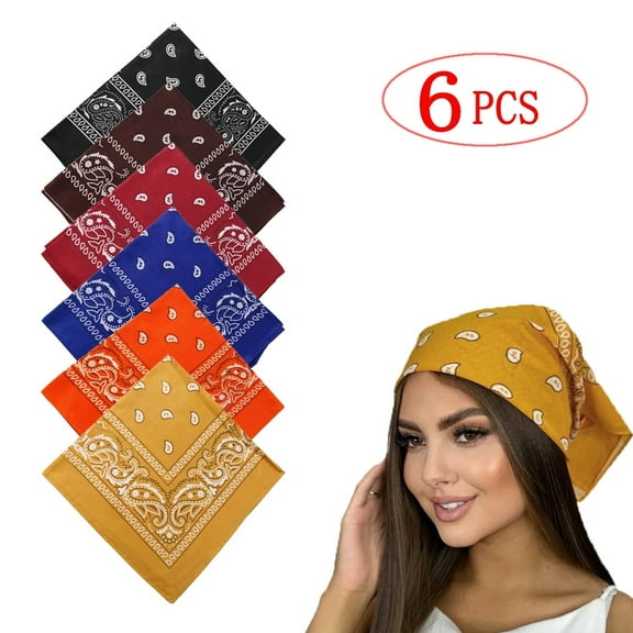 6 PCS Polyester Bandanas – Multifunctional Headscarf, Neck Scarf & Head Wrap, Breathable Lightweight Bandana for Men & Women, 21x21 Inch
