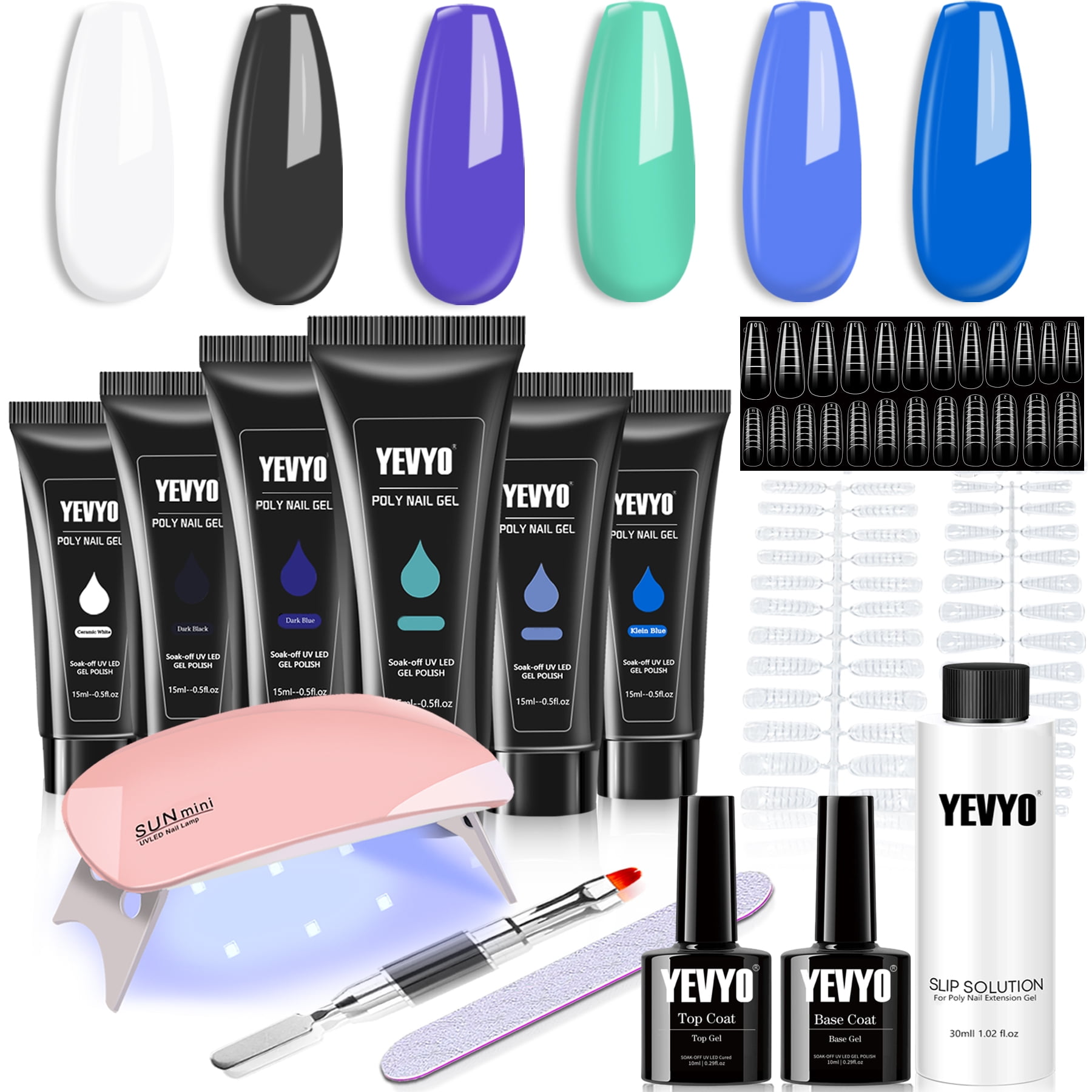 6 PCS Polygel Nail Set with UV Lamp - Slip Solution 6 PCS Polygel Nail ...