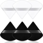 6 PCS Powder Puffs, Pure Cotton Soft Triangle Wedge Makeup Powder Puff for Loose Powder Mineral Powder Body Powder Cotton Velour Cosmetic Foundation Sponge Makeup Tool (3 Black +3 White)