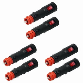 6 PCS Power Adapter Connector 12V Car Plug with Fuse and Switch 20mm Cig / 12mm DIN for Euro Vehicle Electrical Socket
