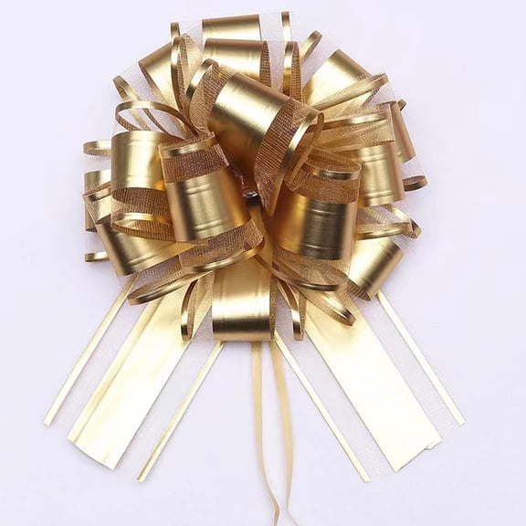 6 PCS Pull Bows,Gold Gift Bows for Presents inch Bow Gifts Wrapping Party Boxes Basket Packaging Valentine's Day Flower Decorations (gold)