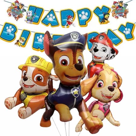 6 PCS Puppy Balloons Chase Dog Balloons Marshall Dog Balloons Paw Balloons Birthday Party Balloons