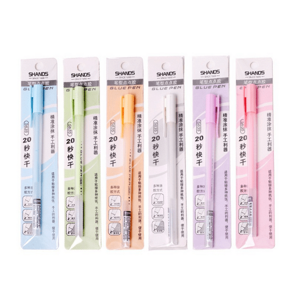 6 PCS Quick Drying Color Spot Glue Pen, Easy Control Precision Glue Pens for Scrapbooking, Craft Glue Supplies