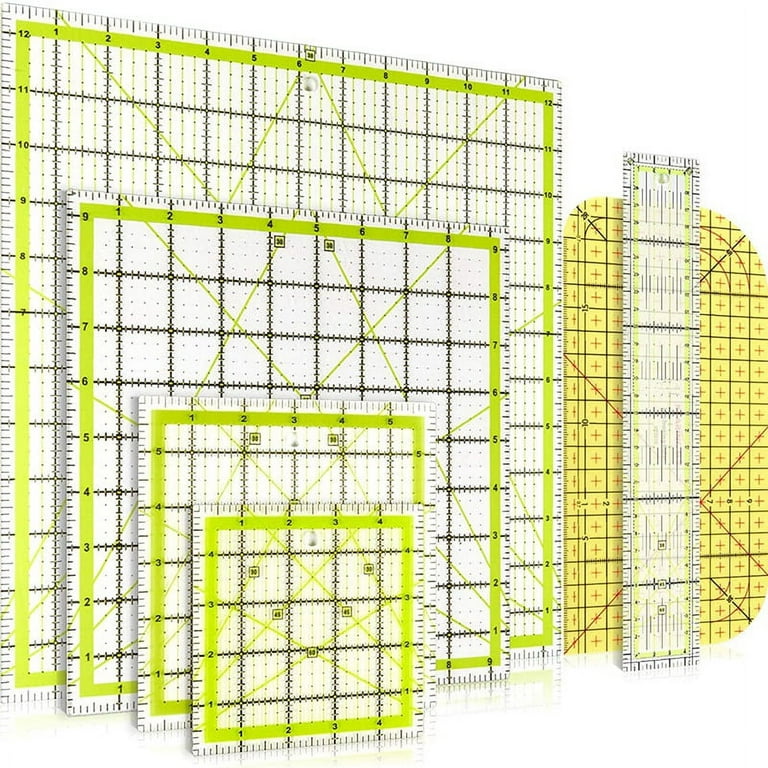 Suwimut Set of 6 Acrylic Quilting Ruler, Transparent Square