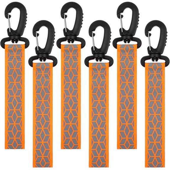 6 PCS Reflective Straps, Green Reflective Backpack Tags Bicycle Reflectives Pendant Glow in the Dark Keychain Safety Night Reflector Pendants for Clothes Cycling Walking Running Climbing Camping