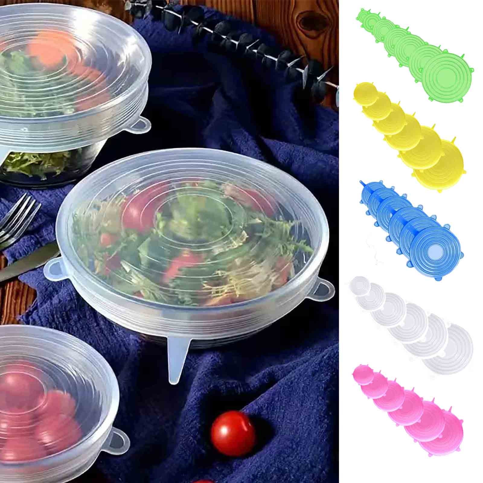 6 PCS Reusable Silicone Stretch and Seal Lids for Food Storage ...