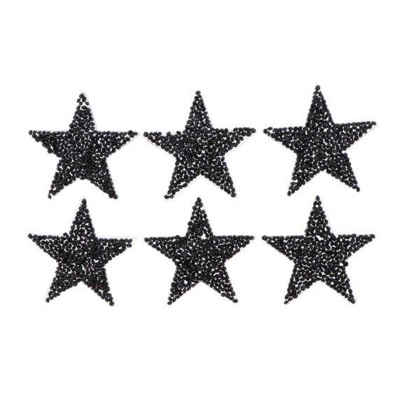 6 PCS Rhinestone Applique Embroidery Sequined Five-Pointed Star Patches for pants Jackets Clothing Stitching DIY Artcrafts
