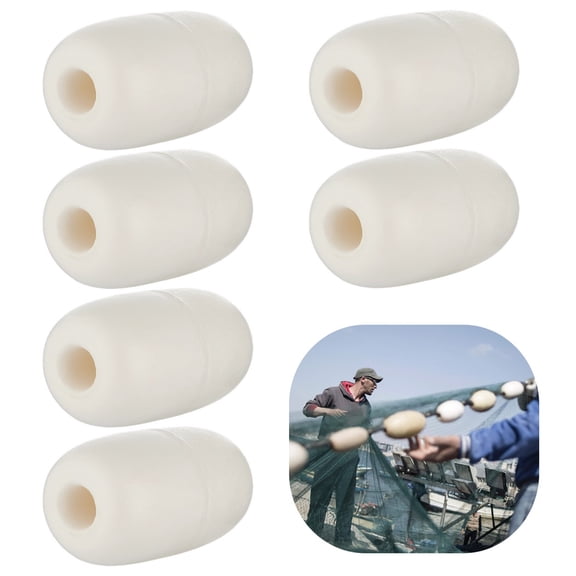 6 PCS Rope Float, 0.8" Hole Deep Water Float, 2.7" x 4.3" Oval Water Float, Rope Float Marine, Water Ski Rope Floats, Anchor Lines, Fishing Marker Buoys, Water Float for Boats, Pools