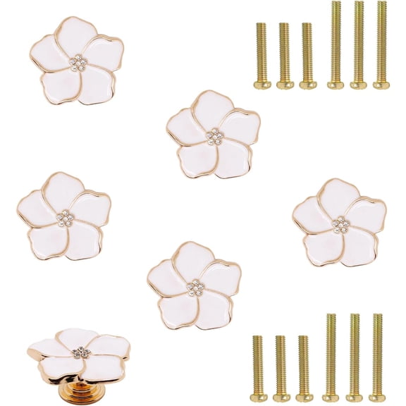 6 PCS Rose Gold Knobs Drawers Flower Knobs Petal Handles Flower Cabinet Pulls Furniture Pulls for Dressing Table Wardrobe and Zinc Alloy Handle