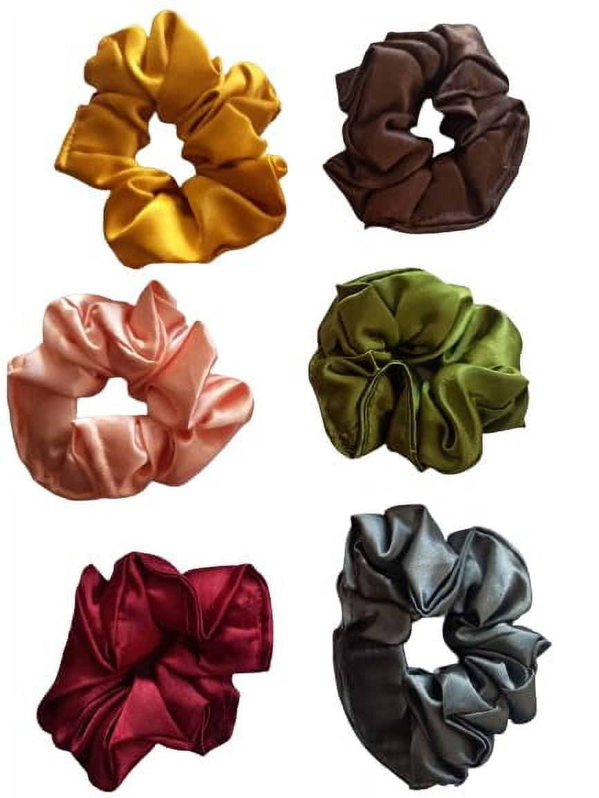 6 PCS SATIN HAIR BAND WOMEN / GIRLS FASHION RUBBER HAIR BAND