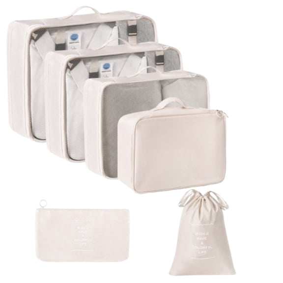 6 PCS Set Travel Packing Cubes, Lightweight Luggage Organizers With Mesh Panel For Carry-On And Efficient Packing
