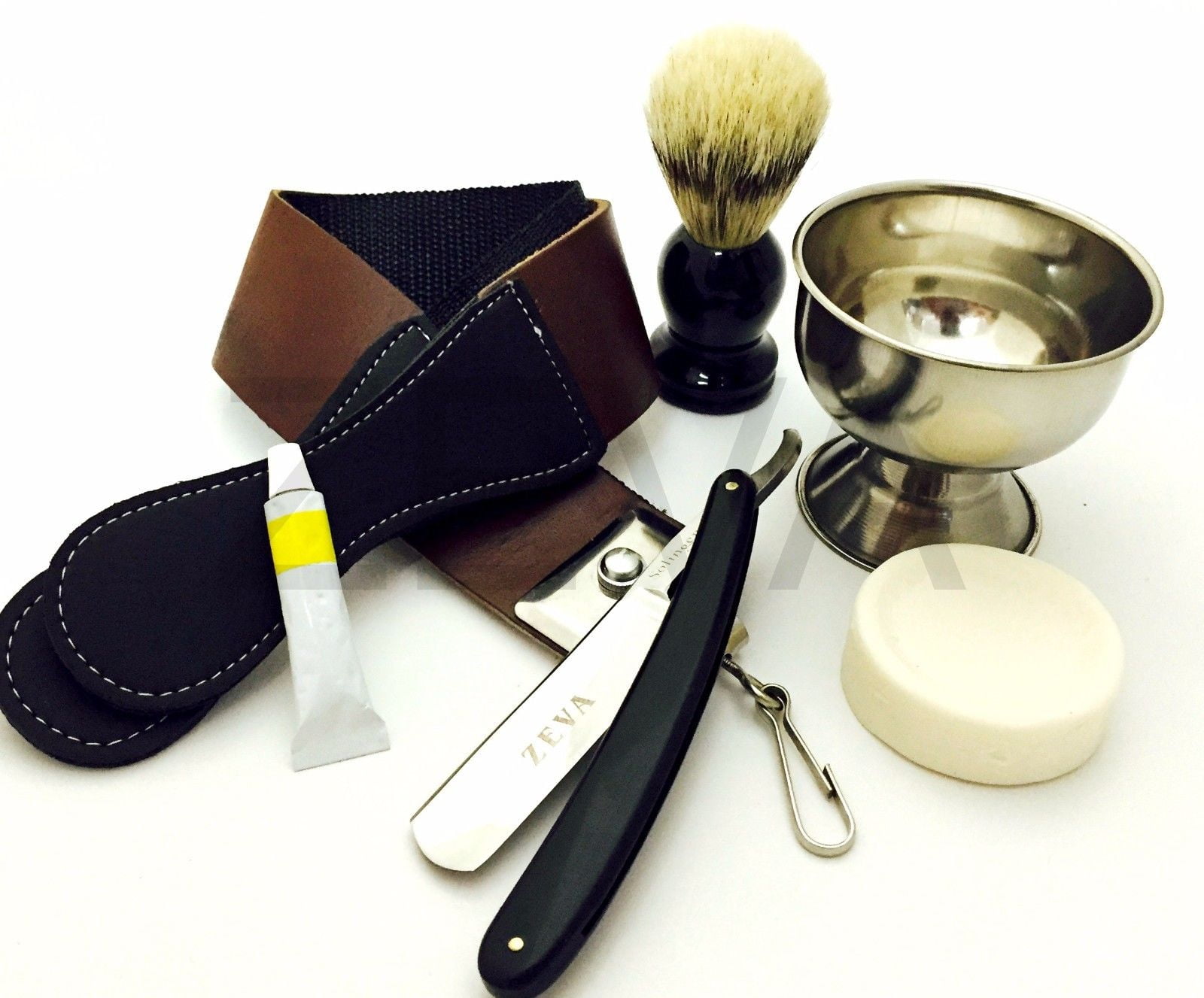 6 PCS Shaving Set Cut Throat Straight Razor, DOVO Paste, Leather