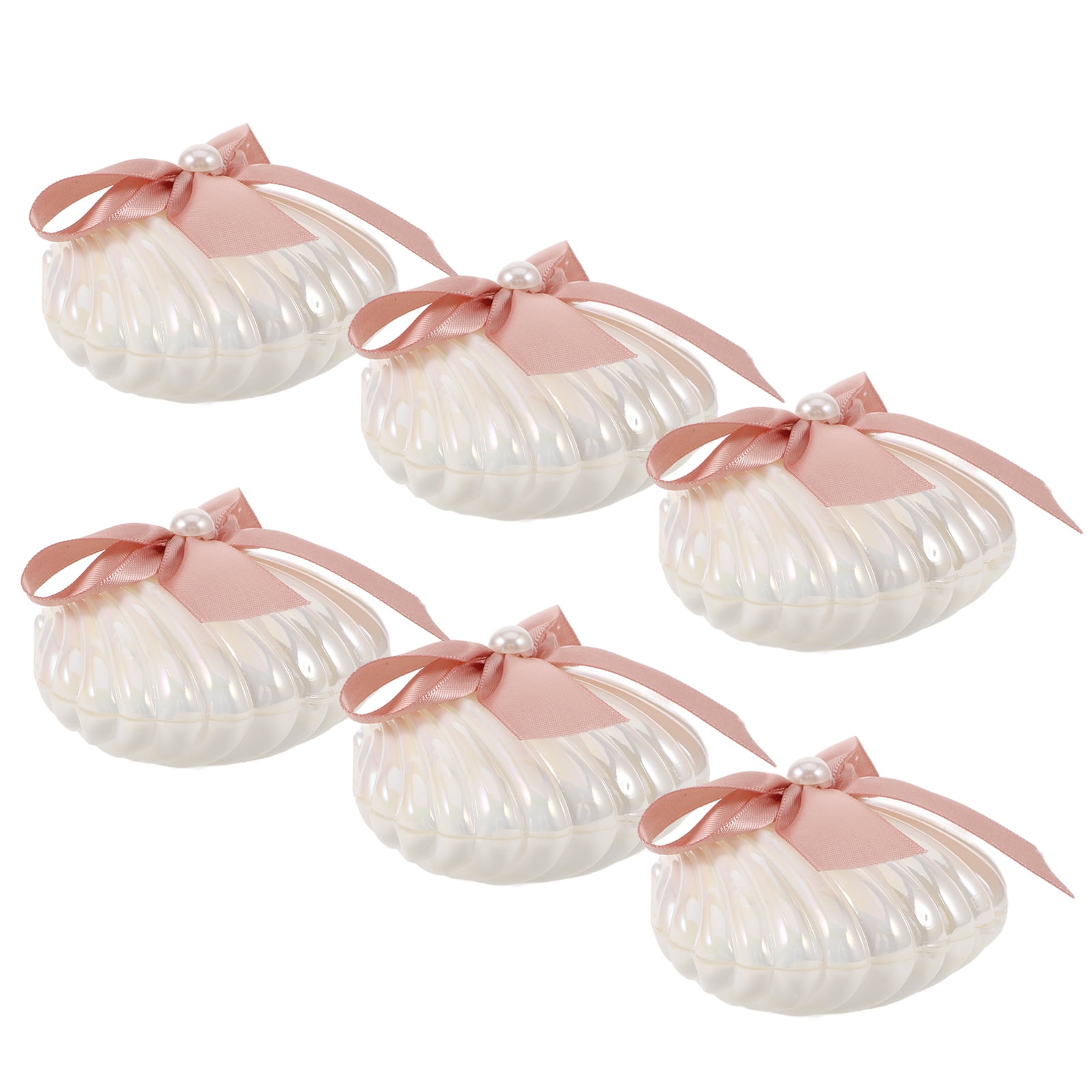 6 PCS Shell Candy Box Ribbon Wedding Candy Container Shell Trinket
