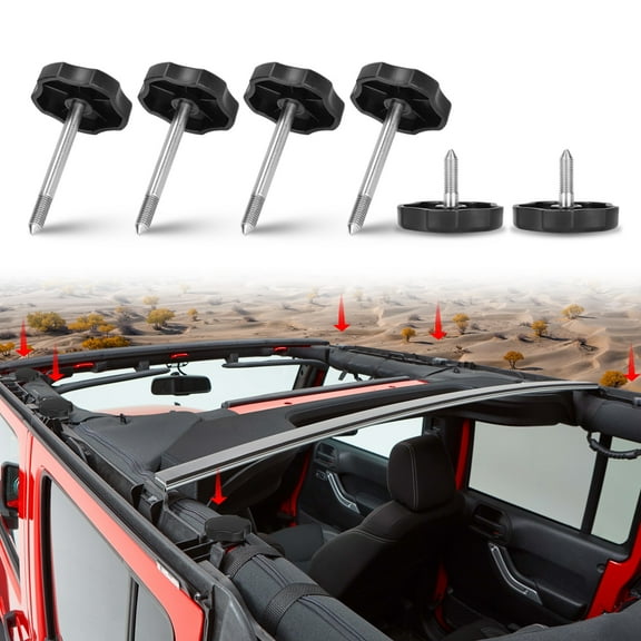 6 PCS Soft Top Window Frame Door Surround Knob Screws For Jeep JK 4-Door 2007-2018