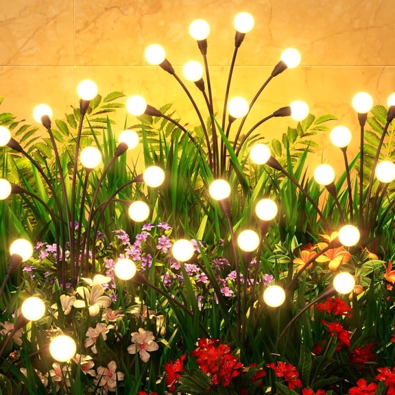 6 PCS Solar Garden Lights 16 LED, Solar Lights Outdoor Waterproof IP65, Decorative Garden Lights Solar Powered for Yard Patio Pathway Decor, Outside Fairy Firefly Lights Garden Gifts