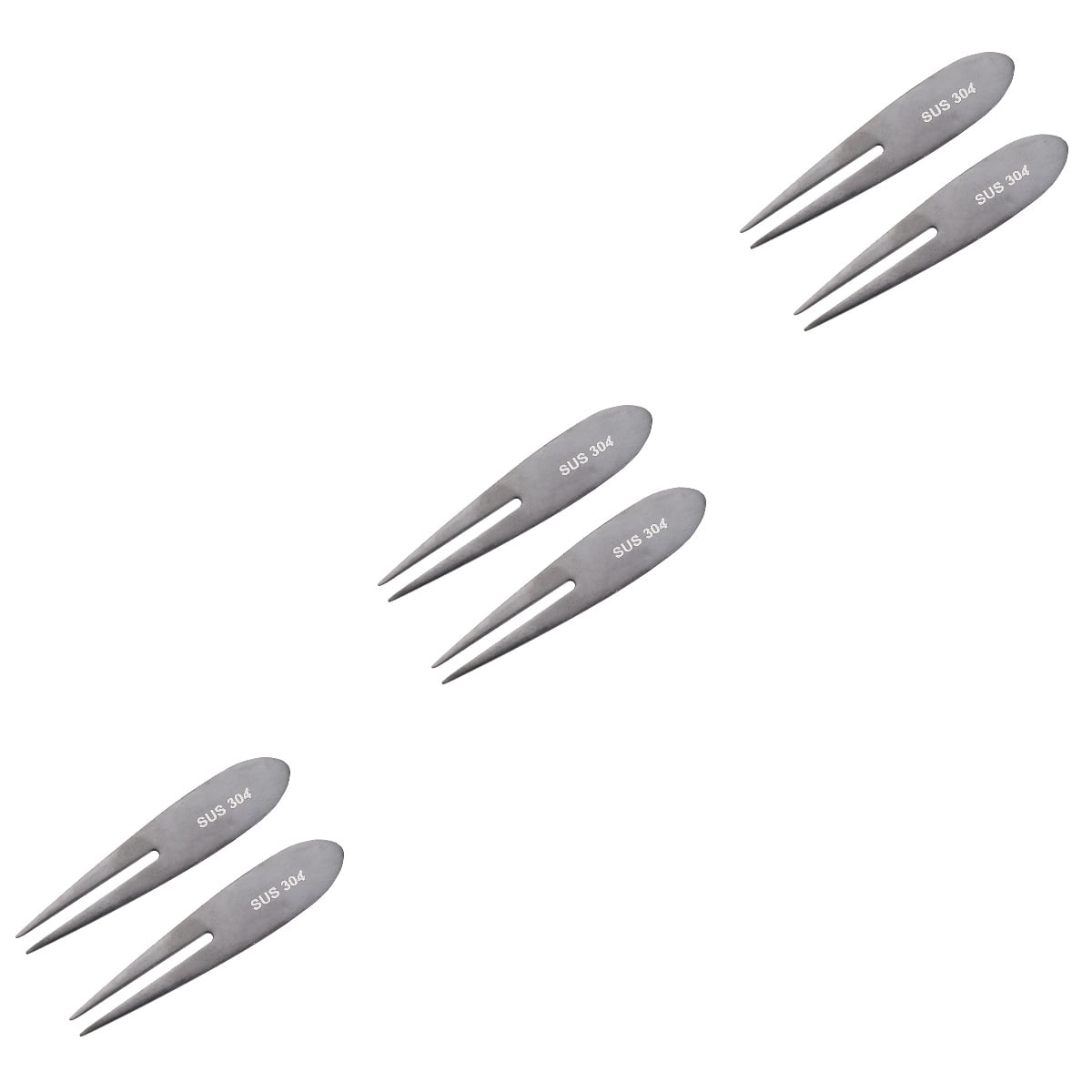 6 PCS Stainless Steel Fruit Picks Two Prongs Dessert Fork Salad Forks