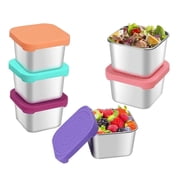 6 PCS Stainless Steel Snack Containers 6oz Sauce Food Storage Box Containers with Silicone Lids Home Kitchen Outdoor Camping Picnic Food Storage