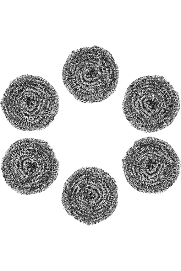 6 PCS Stainless Steel Sponges Scrubbers Cleaning Ball Utensil Scrubber Density Metal Scrubber Scouring Pads Ball for Pot Pan Dish Wash Cleaning for Removing Rust Dirty Cookware Cleaner