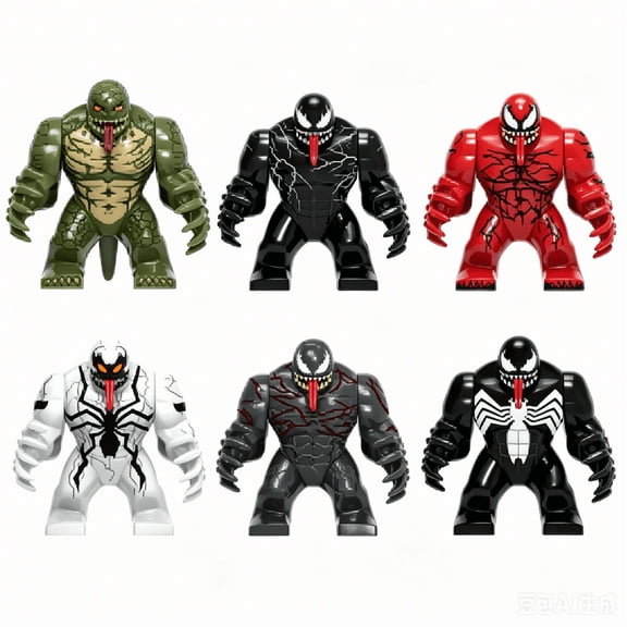 6 PCS Super Battle Big Character Building Blocks Set Creative Minifigures Action Hero Toys for Boys Girls Birthday Gift Cake Decorations