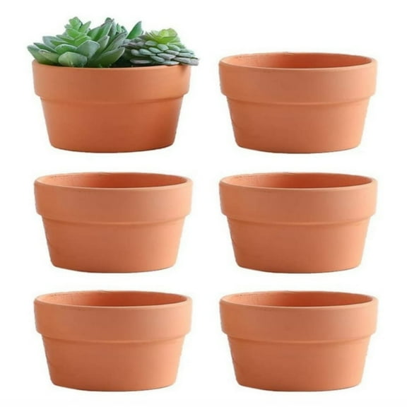 6 PCS Terracotta Buld Pots 3.5"x2" Flower Pots Clay Pottery Planter with Drainage Hole Cactus Succulent Plant Nursery Pots- Great for Plants,Crafts