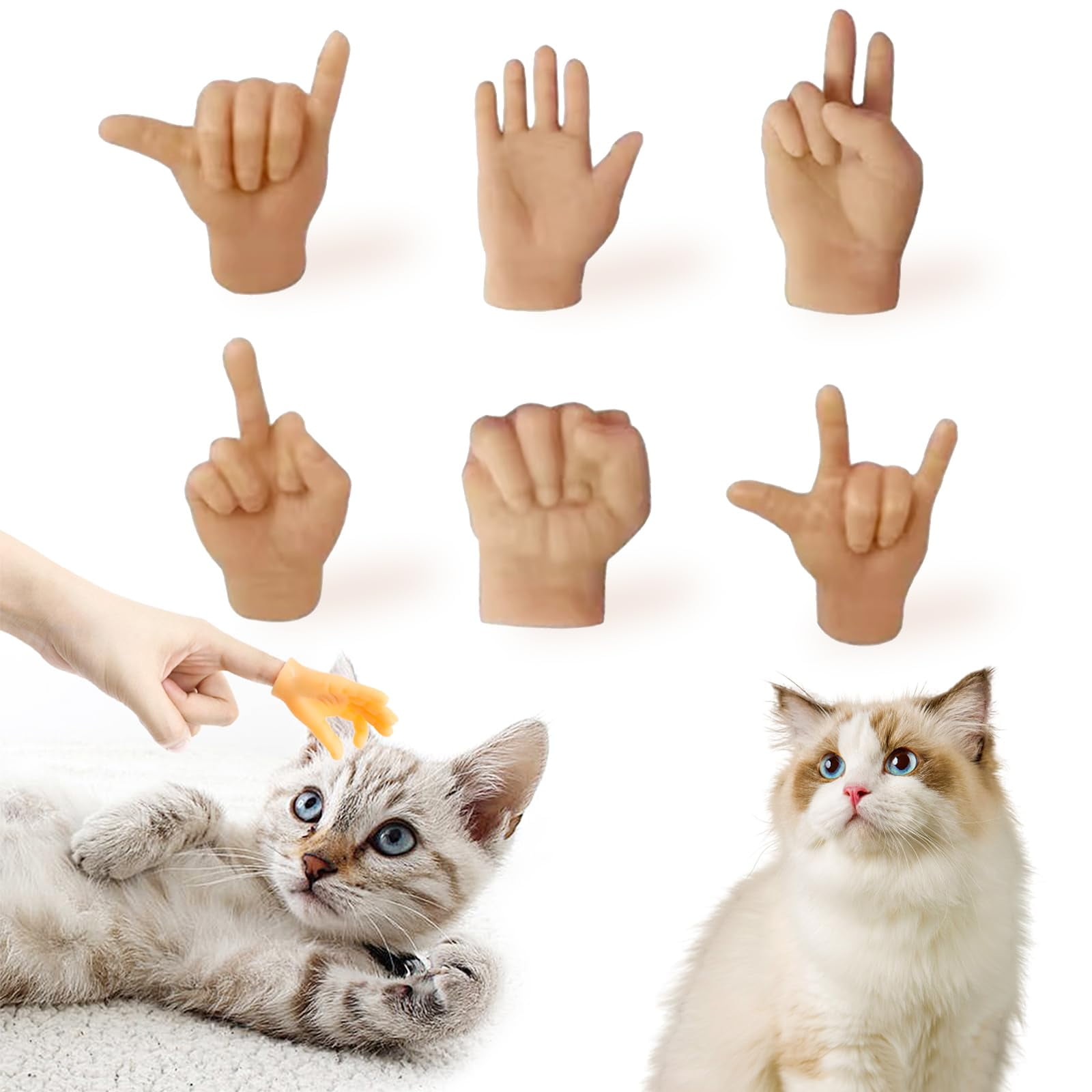 6 PCS Tiny Hands for Cats: [Upgrade-Silicone] Tiny Hands for Cats ...