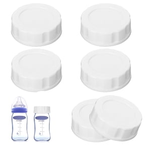 6 PCS Travel Bottle Caps Compatible with Lansinoh Bottles, Bottle Lids Replacement with Sealing Ring Compatible with MAM Wide-Mouth Bottles, Leak-Proof and Non-Slip Caps for Pigeon Bottles