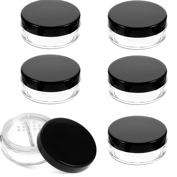6 PCS Travel Powder Container Tutuviw 10ml/0.34oz Plastic Small Loose Powder Compact Refillable Portable Makeup Powder Container No Leak Travel Empty Case with Rotating Sifter and Lid