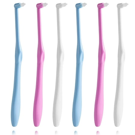 6 PCS Tufted Toothbrush Interspace Brush Wisdom Gap Toothbrush for Orthodontic Braces Bridges Line and Detail Cleaning