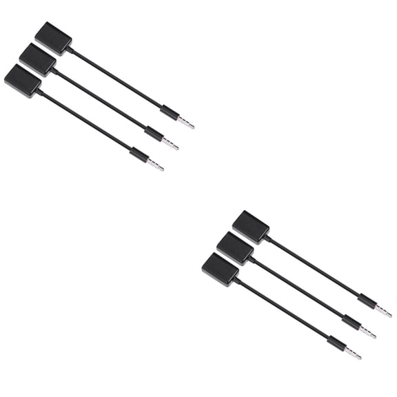 6 PCS USB To 3.5MM 12V Vehicle Mounted MP3 Transfer Cable Aux CD Player Audio Cable(Black)