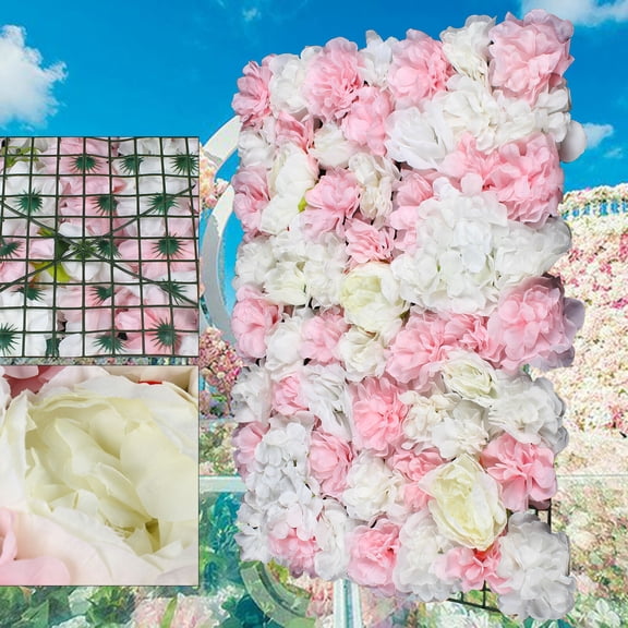 6 PCS  Wall-Mounted Flower Wall Panels, Suitable for Wedding Backdrops/ Aisles, Flower Parties, Dressing Rooms, Nurseries, Valentine's Day, Indoor/Outdoor  Usage, Pink& White