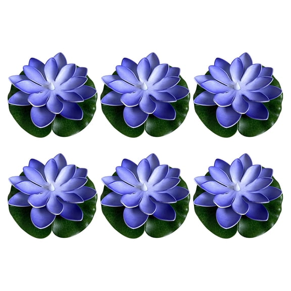 6 PCS Waterproof Floating Lotus Light - 6'' Floating Flower Light Battery Operated Water Activated Warm White Pool Flower Lamp Wedding Anniversary Garden Decoration