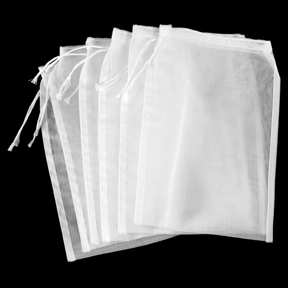 6 PCS White Nylon Straining Bag, Fine Mesh Brew Bags Homebrew Beer Reusable Hops Bag Wine Filters for Sediment Cider Dry Strainer Bags for Home Brewing and Wine Making Supplies (2116 cm)
