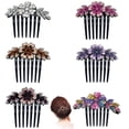 thumbnail image 1 of 6 PCS Women Flower Hair Comb Pins Rhinestone Slide Clips Bride Wedding Headdress Hair Accessories, 1 of 5