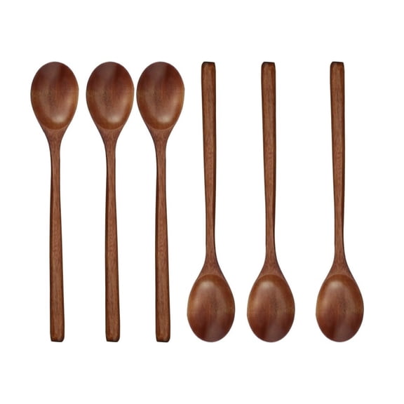 6 PCS Wooden Spoons,Wood Soup Spoons,Wooden Cooking Spoons,Ellipse Wooden Ladle Spoon Set for Cooking,Mixing,Stirring Honey Tea