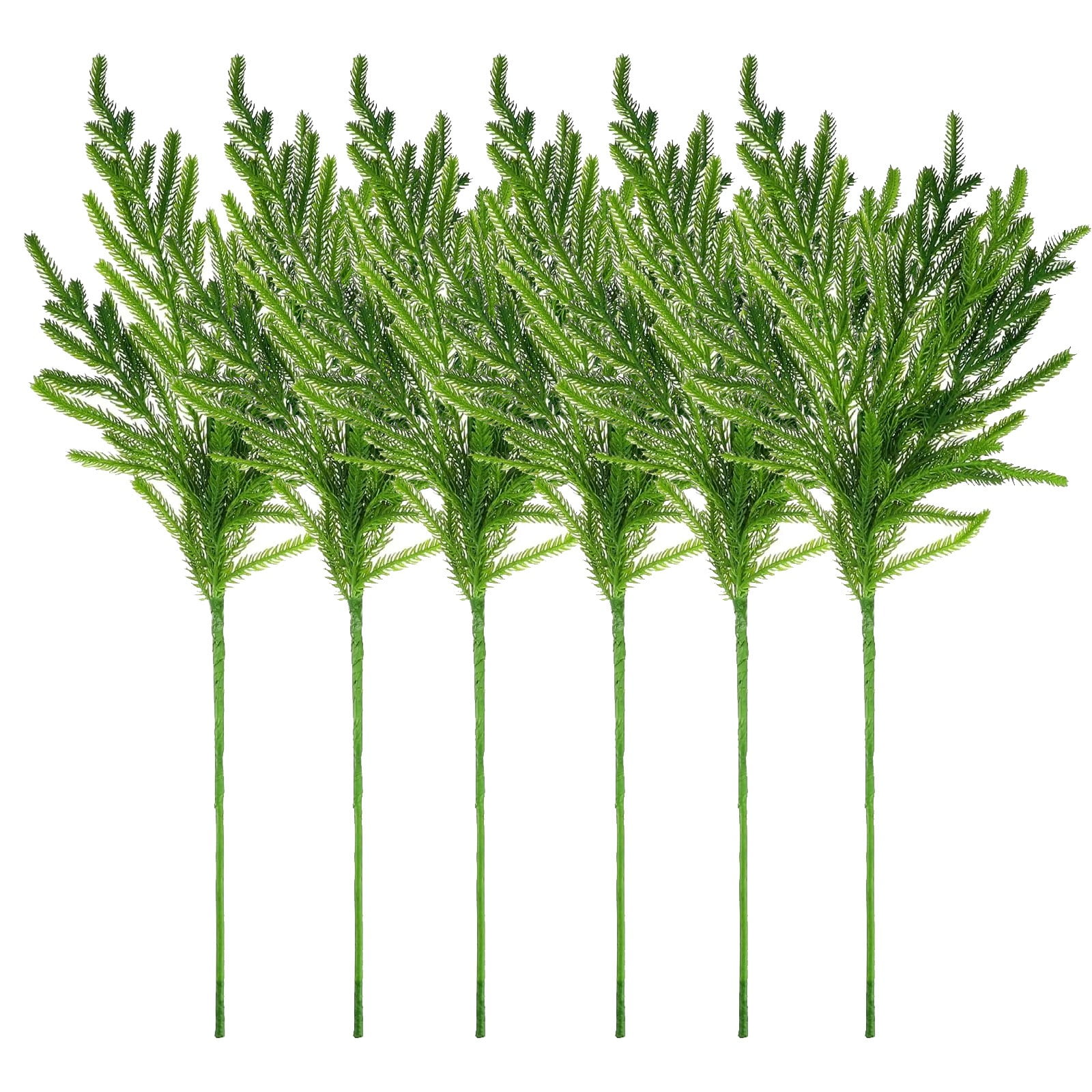 40 Pcs Artificial Norfolk Pine Branches - 18" Real Touch Greenery Stems For Christmas Vase, Wreath & DIY Decor