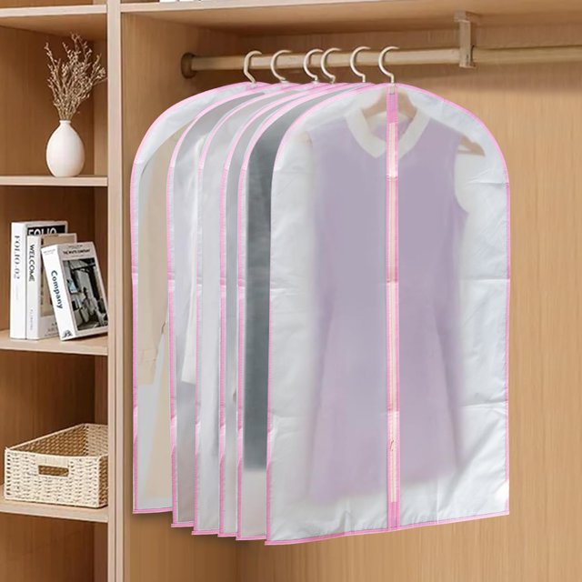 6 PCs Clear Garment Bag, Plastic Dustproof Suit Bag, Coat Protector
