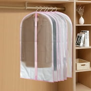 6 PCs Clear Garment Bag, Plastic Dustproof Suit Bag, Coat Protector Zippered Garment Covers for Closet Storage and Travel - 24'' x 47''/6 Pack, Pink