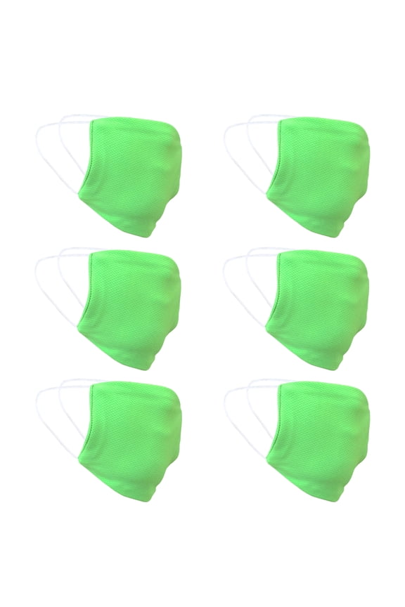 6 PCs Easy to Wash Face Mask Light Weight Breathable Reuseable Washable in Neon Green