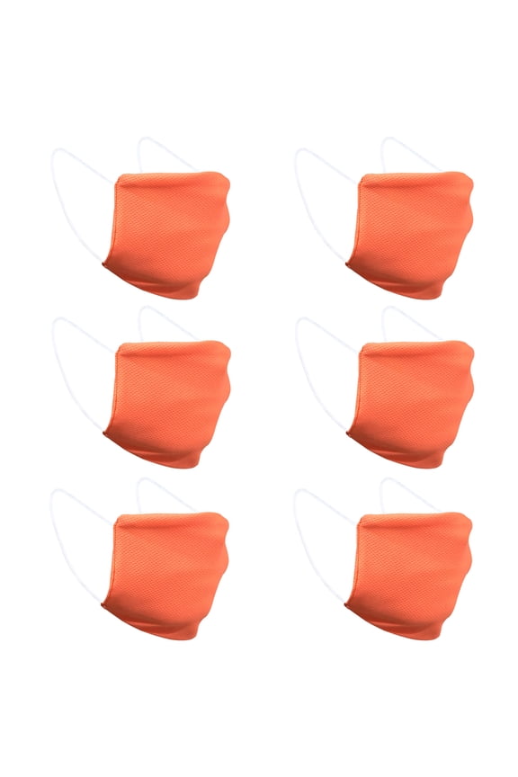 6 PCs Easy to Wash Face Mask Light Weight Breathable Reuseable Washable in Neon Orange