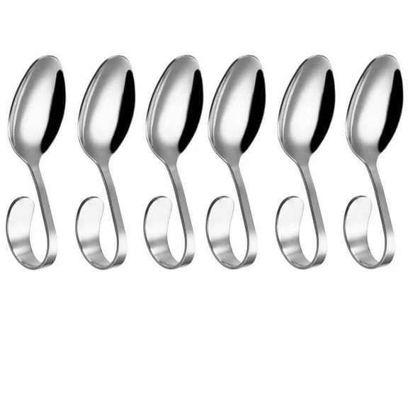 6 PCs Stainless Steel Creative Canape Serving Spoons,Cutlery Curved Handle spoon