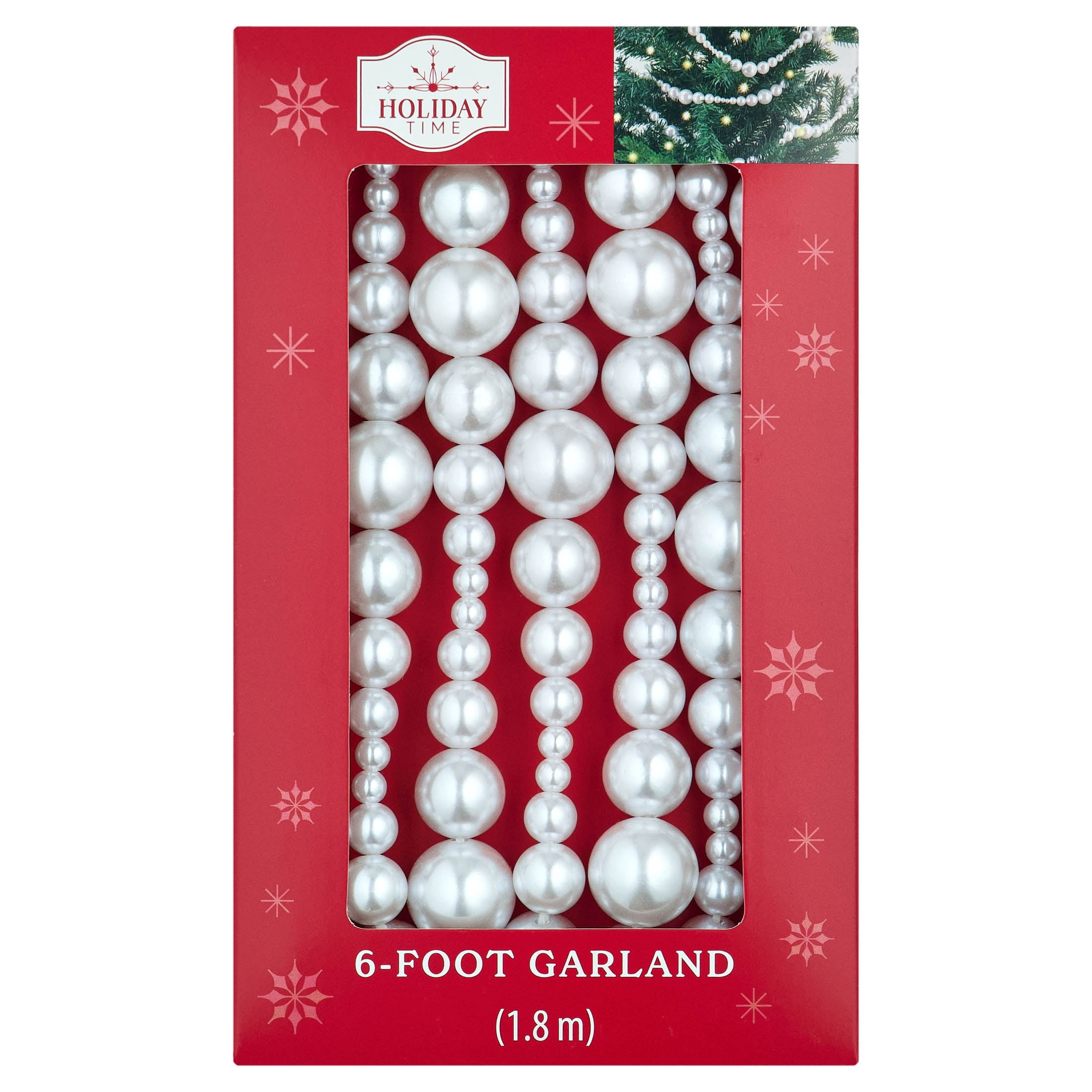 Plastic Bead Christmas Garland, White, 6', by Holiday Time