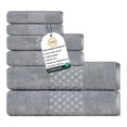 thumbnail image 1 of Feather and Stitch Premium 100% Cotton 6-Piece Towel Set, Grey – Soft, Plush, and Absorbent Bathroom Towels, 1 of 4