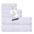 thumbnail image 1 of Feather and Stitch Premium 100% Cotton 6-Piece Towel Set, White – Soft, Plush, and Absorbent Bathroom Towels, 1 of 4