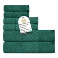 thumbnail image 1 of Feather and Stitch Premium 100% Cotton 6-Piece Towel Set, Hunter Green – Soft, Plush, and Absorbent Bathroom Towels, 1 of 5